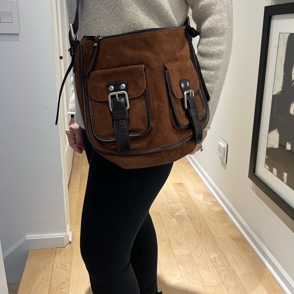 Coccinelle brown suede shoulder bag - Picture 7 of 8